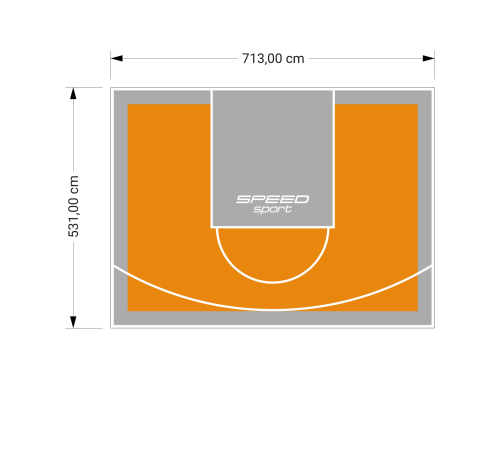 38M2/531X713CM POMARAŃCZOWO-SZARE BOISKO DO KOSZYKÓWKI SPEEDSPORT HEXA POWER PRO