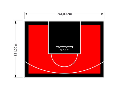 40M2/531X744CM CZERWONO-CZARNE BOISKO DO KOSZYKÓWKI SPEEDSPORT HEXA POWER PRO