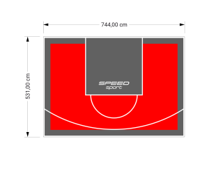 40M2/531X744CM CZERWONO-GRAFITOWE BOISKO DO KOSZYKÓWKI SPEEDSPORT HEXA POWER PRO