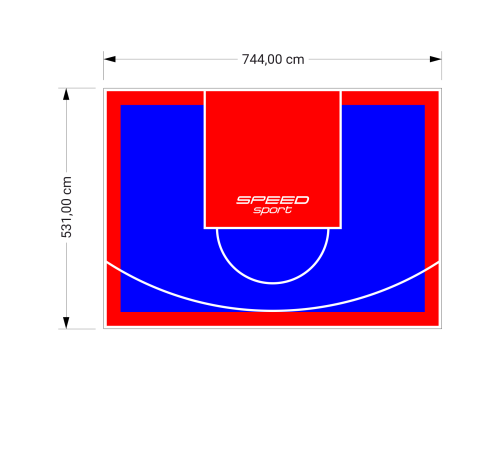 40M2/531X744CM NIEBIESKO-CZERWONE BOISKO DO KOSZYKÓWKI SPEEDSPORT HEXA POWER PRO