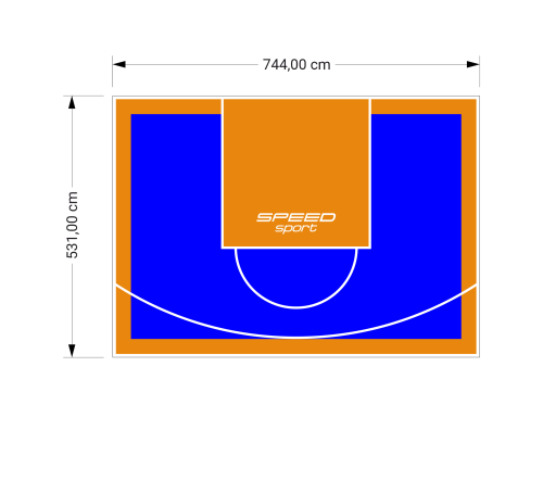 40M2/531X744CM NIEBIESKO-POMARAŃCZOWE BOISKO DO KOSZYKÓWKI SPEEDSPORT HEXA POWER PRO