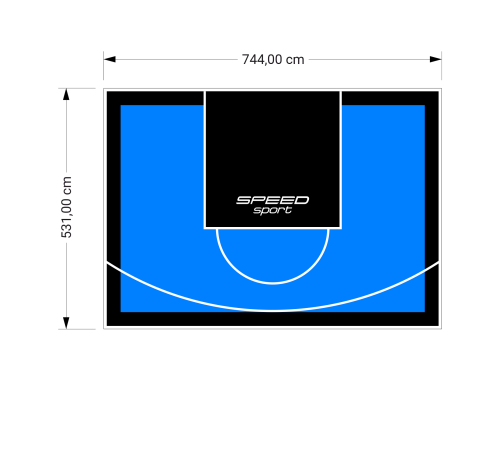 40M2/531X744CM BŁĘKITNO-CZARNE BOISKO DO KOSZYKÓWKI SPEEDSPORT HEXA POWER PRO