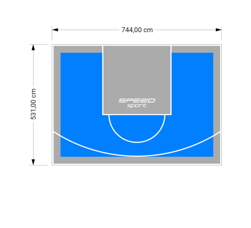 40M2/531X744CM BŁĘKITNO-SZARE BOISKO DO KOSZYKÓWKI SPEEDSPORT HEXA POWER PRO