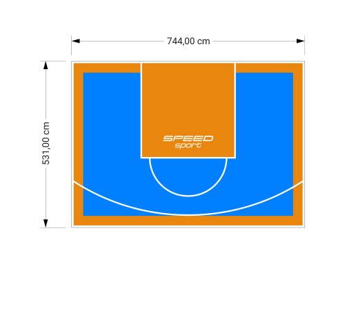 40M2/531X744CM BŁĘKITNO-POMARAŃCZOWE BOISKO DO KOSZYKÓWKI SPEEDSPORT HEXA POWER PRO