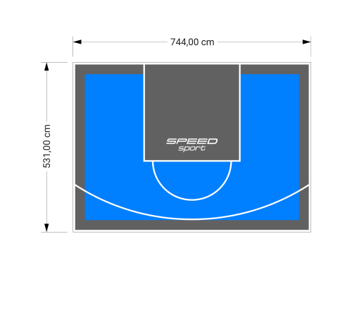 40M2/531X744CM BŁĘKITNO-GRAFITOWE BOISKO DO KOSZYKÓWKI SPEEDSPORT HEXA POWER PRO