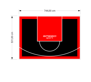 40M2/531X744CM CZARNO-CZERWONE BOISKO DO KOSZYKÓWKI SPEEDSPORT HEXA POWER PRO