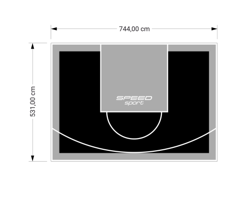 40M2/531X744CM CZARNO-SZARE BOISKO DO KOSZYKÓWKI SPEEDSPORT HEXA POWER PRO