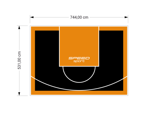 40M2/531X744CM CZARNO-POMARAŃCZOWE BOISKO DO KOSZYKÓWKI SPEEDSPORT HEXA POWER PRO