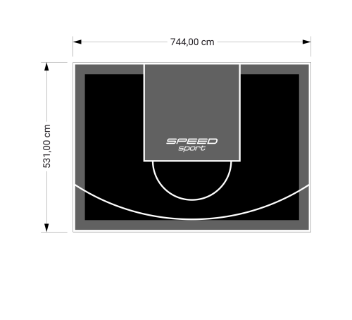 40M2/531X744CM CZARNO-GRAFITOWE BOISKO DO KOSZYKÓWKI SPEEDSPORT HEXA POWER PRO