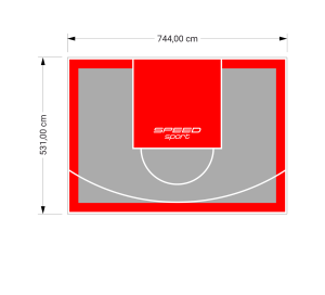 40M2/531X744CM SZARO-CZERWONE BOISKO DO KOSZYKÓWKI SPEEDSPORT HEXA POWER PRO