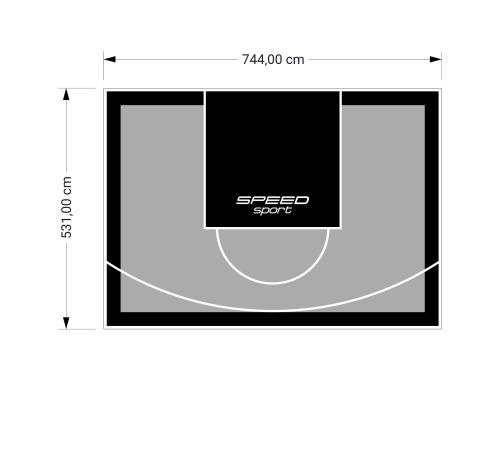 40M2/531X744CM SZARO-CZARNE BOISKO DO KOSZYKÓWKI SPEEDSPORT HEXA POWER PRO