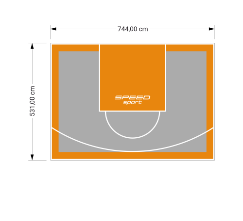 40M2/531X744CM SZARO-POMARAŃCZOWE BOISKO DO KOSZYKÓWKI SPEEDSPORT HEXA POWER PRO