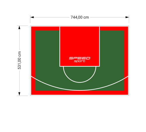40M2/531X744CM ZIELONO-CZERWONE BOISKO DO KOSZYKÓWKI SPEEDSPORT HEXA POWER PRO