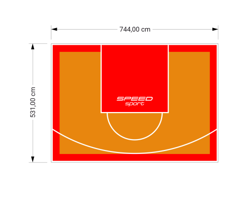 40M2/531X744CM POMARAŃCZOWO-CZERWONE BOISKO DO KOSZYKÓWKI SPEEDSPORT HEXA POWER PRO