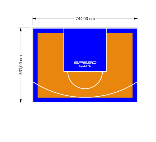 40M2/531X744CM POMARAŃCZOWO-NIEBIESKIE BOISKO DO KOSZYKÓWKI SPEEDSPORT HEXA POWER PRO