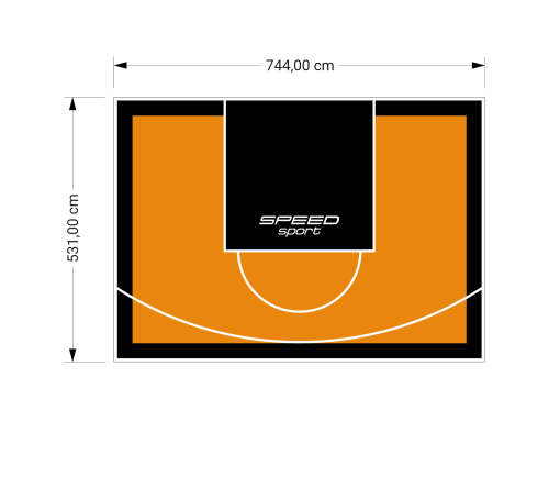 40M2/531X744CM POMARAŃCZOWO-CZARNE BOISKO DO KOSZYKÓWKI SPEEDSPORT HEXA POWER PRO