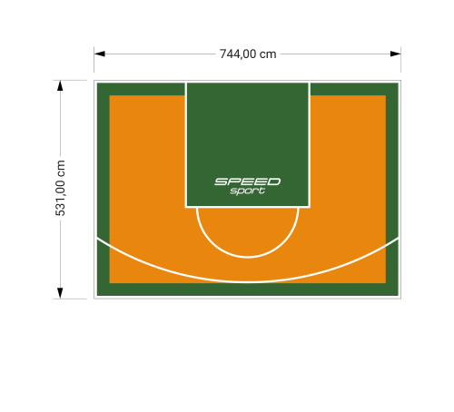 40M2/531X744CM POMARAŃCZOWO-ZIELONE BOISKO DO KOSZYKÓWKI SPEEDSPORT HEXA POWER PRO