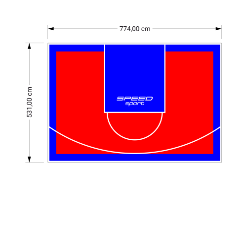 41M2/531X774CM CZERWONO-NIEBIESKIE BOISKO DO KOSZYKÓWKI SPEEDSPORT HEXA POWER PRO