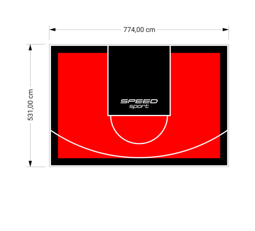 41M2/531X774CM CZERWONO-CZARNE BOISKO DO KOSZYKÓWKI SPEEDSPORT HEXA POWER PRO