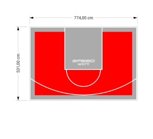 41M2/531X774CM CZERWONO-SZARE BOISKO DO KOSZYKÓWKI SPEEDSPORT HEXA POWER PRO