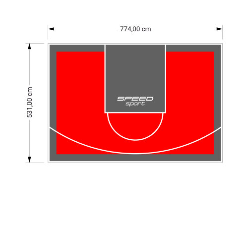 41M2/531X774CM CZERWONO-GRAFITOWE BOISKO DO KOSZYKÓWKI SPEEDSPORT HEXA POWER PRO