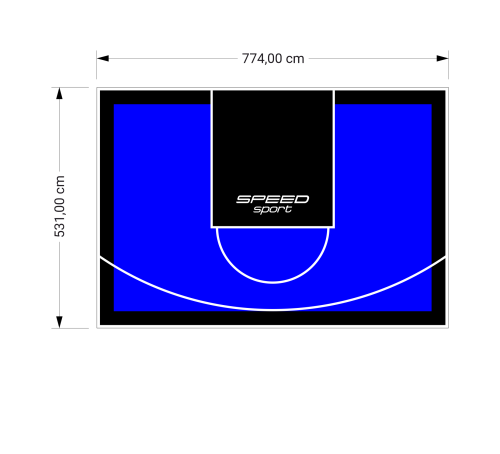 41M2/531X774CM NIEBIESKO-CZARNE BOISKO DO KOSZYKÓWKI SPEEDSPORT HEXA POWER PRO