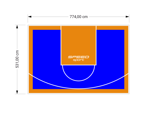 41M2/531X774CM NIEBIESKO-POMARAŃCZOWE BOISKO DO KOSZYKÓWKI SPEEDSPORT HEXA POWER PRO