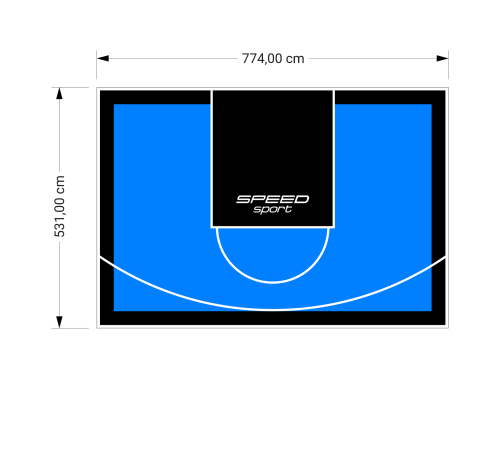 41M2/531X774CM BŁĘKITNO-CZARNE BOISKO DO KOSZYKÓWKI SPEEDSPORT HEXA POWER PRO