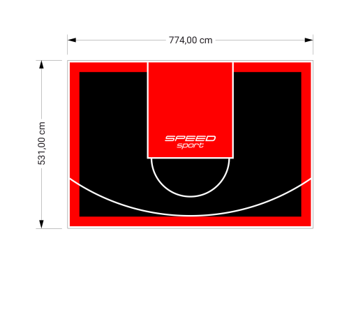 41M2/531X774CM CZARNO-CZERWONE BOISKO DO KOSZYKÓWKI SPEEDSPORT HEXA POWER PRO