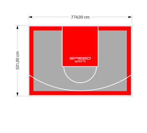 41M2/531X774CM SZARO-CZERWONE BOISKO DO KOSZYKÓWKI SPEEDSPORT HEXA POWER PRO
