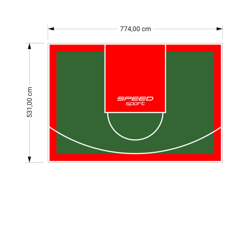41M2/531X774CM ZIELONO-CZERWONE BOISKO DO KOSZYKÓWKI SPEEDSPORT HEXA POWER PRO