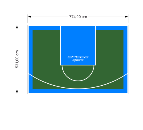 41M2/531X774CM ZIELONO-BŁĘKITNE BOISKO DO KOSZYKÓWKI SPEEDSPORT HEXA POWER PRO