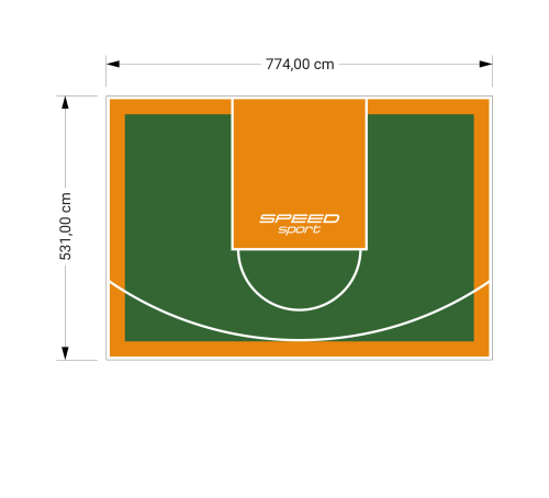 41M2/531X774CM ZIELONO-POMARAŃCZOWE BOISKO DO KOSZYKÓWKI SPEEDSPORT HEXA POWER PRO