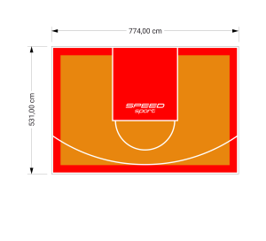 41M2/531X774CM POMARAŃCZOWO-CZERWONE BOISKO DO KOSZYKÓWKI SPEEDSPORT HEXA POWER PRO
