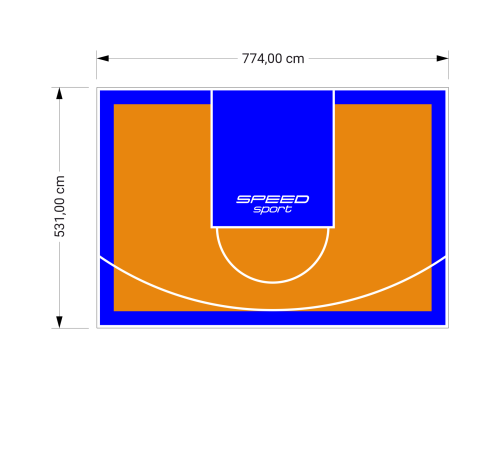41M2/531X774CM POMARAŃCZOWO-NIEBIESKIE BOISKO DO KOSZYKÓWKI SPEEDSPORT HEXA POWER PRO