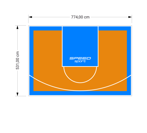 41M2/531X774CM POMARAŃCZOWO-BŁĘKITNE BOISKO DO KOSZYKÓWKI SPEEDSPORT HEXA POWER PRO