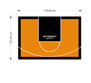 41M2/531X774CM POMARAŃCZOWO-CZARNE BOISKO DO KOSZYKÓWKI SPEEDSPORT HEXA POWER PRO