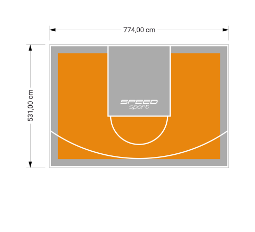 41M2/531X774CM POMARAŃCZOWO-SZARE BOISKO DO KOSZYKÓWKI SPEEDSPORT HEXA POWER PRO