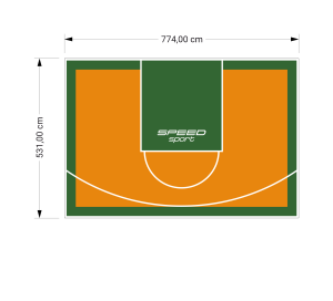 41M2/531X774CM POMARAŃCZOWO-ZIELONE BOISKO DO KOSZYKÓWKI SPEEDSPORT HEXA POWER PRO