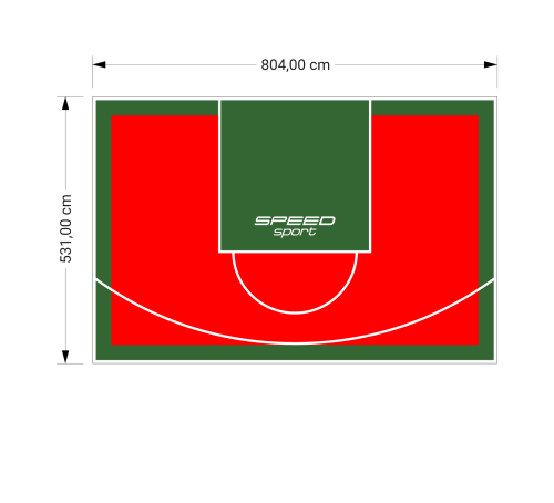 43M2/531X804CM CZERWONO-ZIELONE BOISKO DO KOSZYKÓWKI SPEEDSPORT HEXA POWER PRO