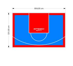 43M2/531X804CM BŁĘKITNO-CZERWONE BOISKO DO KOSZYKÓWKI SPEEDSPORT HEXA POWER PRO