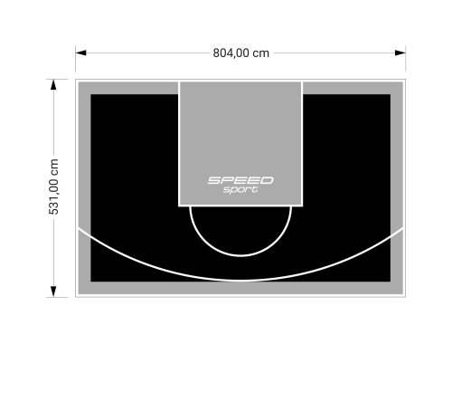 43M2/531X804CM CZARNO-SZARE BOISKO DO KOSZYKÓWKI SPEEDSPORT HEXA POWER PRO