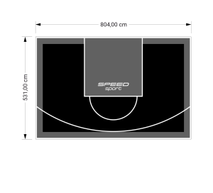 43M2/531X804CM CZARNO-GRAFITOWE BOISKO DO KOSZYKÓWKI SPEEDSPORT HEXA POWER PRO