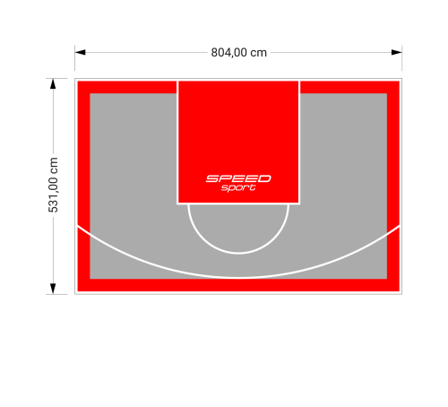 43M2/531X804CM SZARO-CZERWONE BOISKO DO KOSZYKÓWKI SPEEDSPORT HEXA POWER PRO