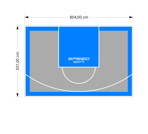 43M2/531X804CM SZARO-BŁĘKITNE BOISKO DO KOSZYKÓWKI SPEEDSPORT HEXA POWER PRO