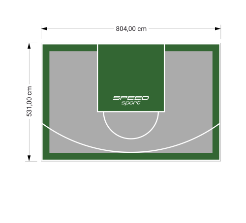 43M2/531X804CM SZARO-ZIELONE BOISKO DO KOSZYKÓWKI SPEEDSPORT HEXA POWER PRO