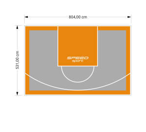 43M2/531X804CM SZARO-POMARAŃCZOWE BOISKO DO KOSZYKÓWKI SPEEDSPORT HEXA POWER PRO