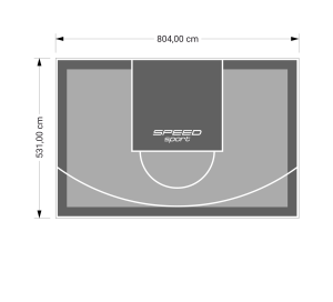 43M2/531X804CM SZARO-GRAFITOWE BOISKO DO KOSZYKÓWKI SPEEDSPORT HEXA POWER PRO