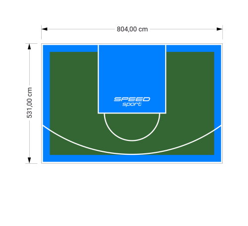 43M2/531X804CM ZIELONO-BŁĘKITNE BOISKO DO KOSZYKÓWKI SPEEDSPORT HEXA POWER PRO