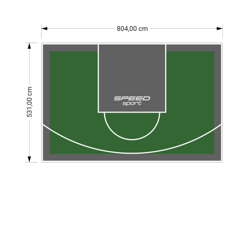 43M2/531X804CM ZIELONO-GRAFITOWE BOISKO DO KOSZYKÓWKI SPEEDSPORT HEXA POWER PRO
